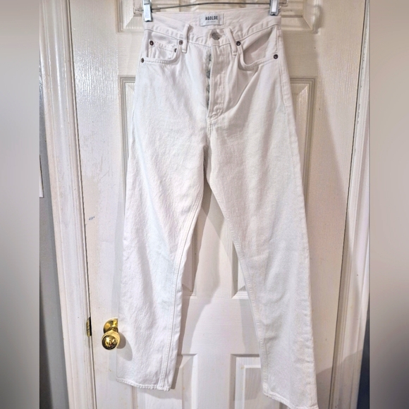 Aritzia Agolde White Jeans 90s Pinch Waist in 'Marshmallow' Size 23 - Picture 6 of 8